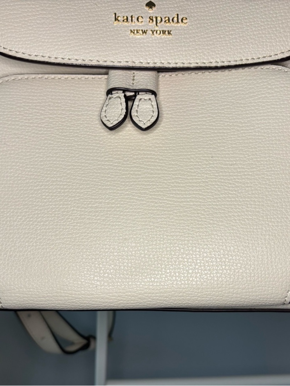 kate spade Cream Pebbled Leather Backpack with Front Pocket - Picture 4 of 16
